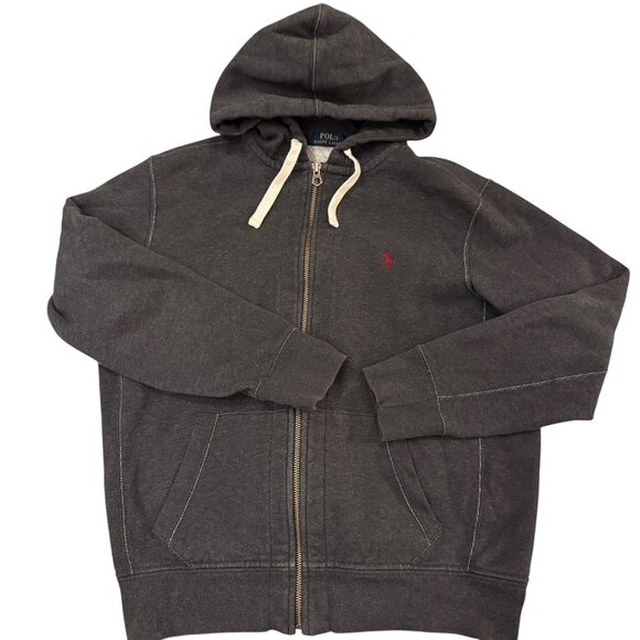 Like new POLO Ralph Lauren Charcoal Gray Zipper Hoodie Jacket Size Large - Picture 1 of 10